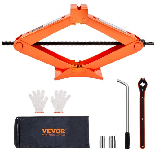 Scissor Jack, 2.5 Ton/2500 kg Scissor Car Jack, 9.4 cm-43.4 cm Lifting Range Scissor Lift Jack with Ratcheting Handle and L-Wrench, Portable Tire Jack for Cars Trucks Sedans MPVs