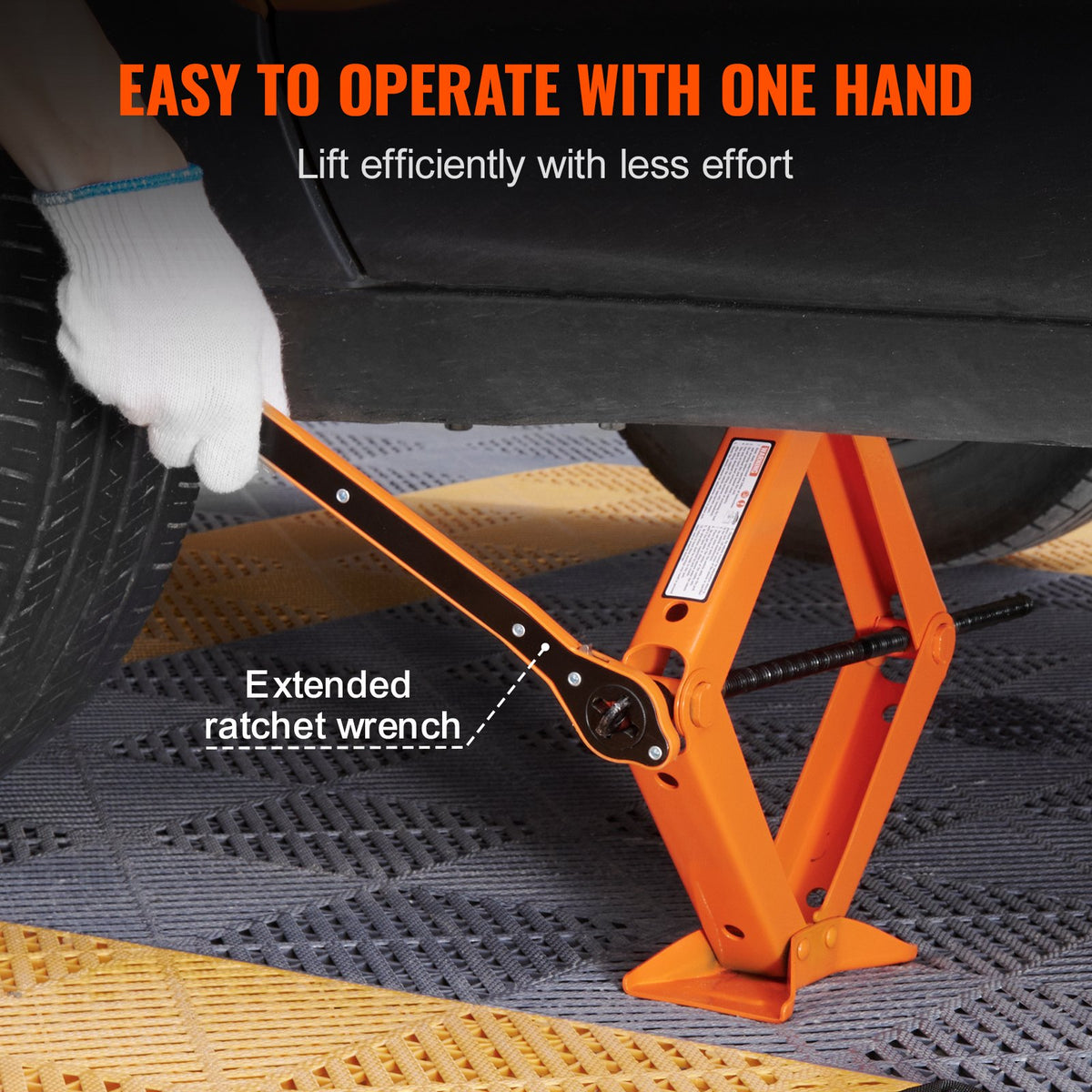 Scissor Jack, 2.5 Ton/2500 kg Scissor Car Jack, 9.4 cm-43.4 cm Lifting Range Scissor Lift Jack with Ratcheting Handle and L-Wrench, Portable Tire Jack for Cars Trucks Sedans MPVs