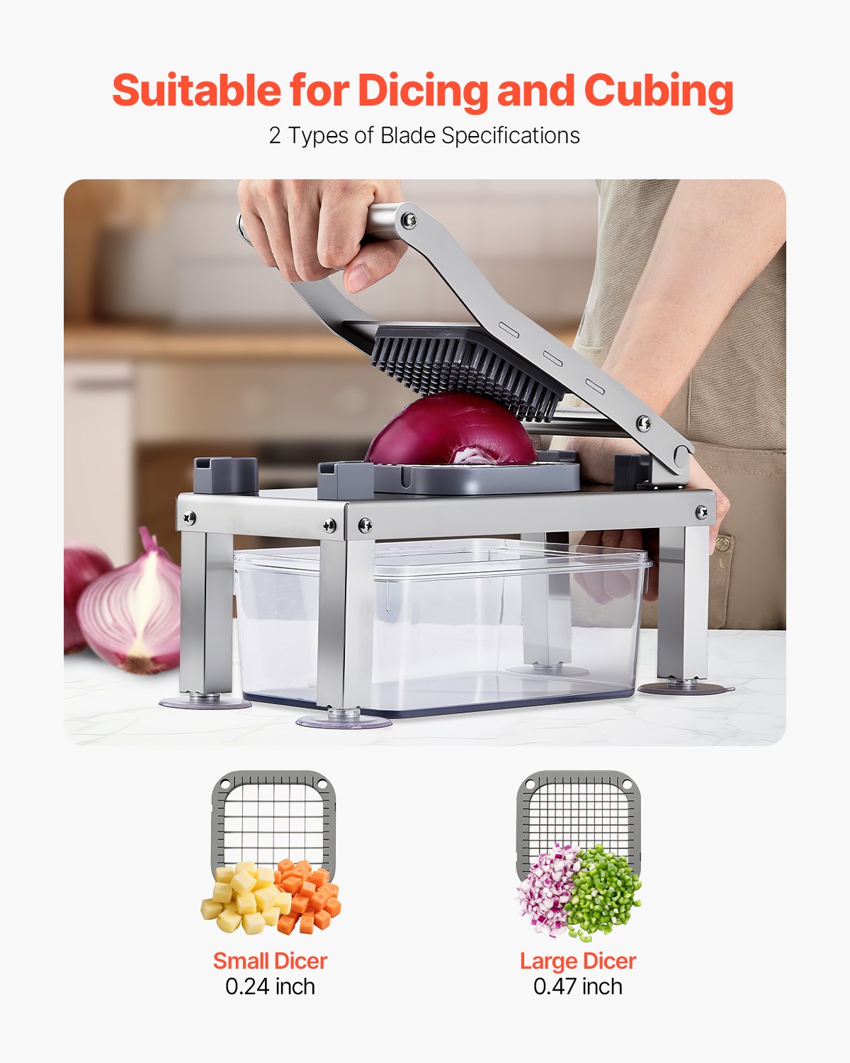 Grönsakshackare Mandolin Skärare, Allt-i-1 Mat Grönsaksskärare med 9 Rostfria Blad, Ostrivjärn Lök Potatis Tärnare med Behållare, Salladsspiralizer Köksredskap &amp; Essentials