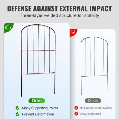 Garden Fence, No Dig Fence 731.5 cm (H)x396.2 cm (L) Animal Barrier Fence, Underground Decorative Garden Fencing with 5.1 cm Spike Spacing, Metal Dog Fence for the Yard and Outdoor Patio, 10 Pack