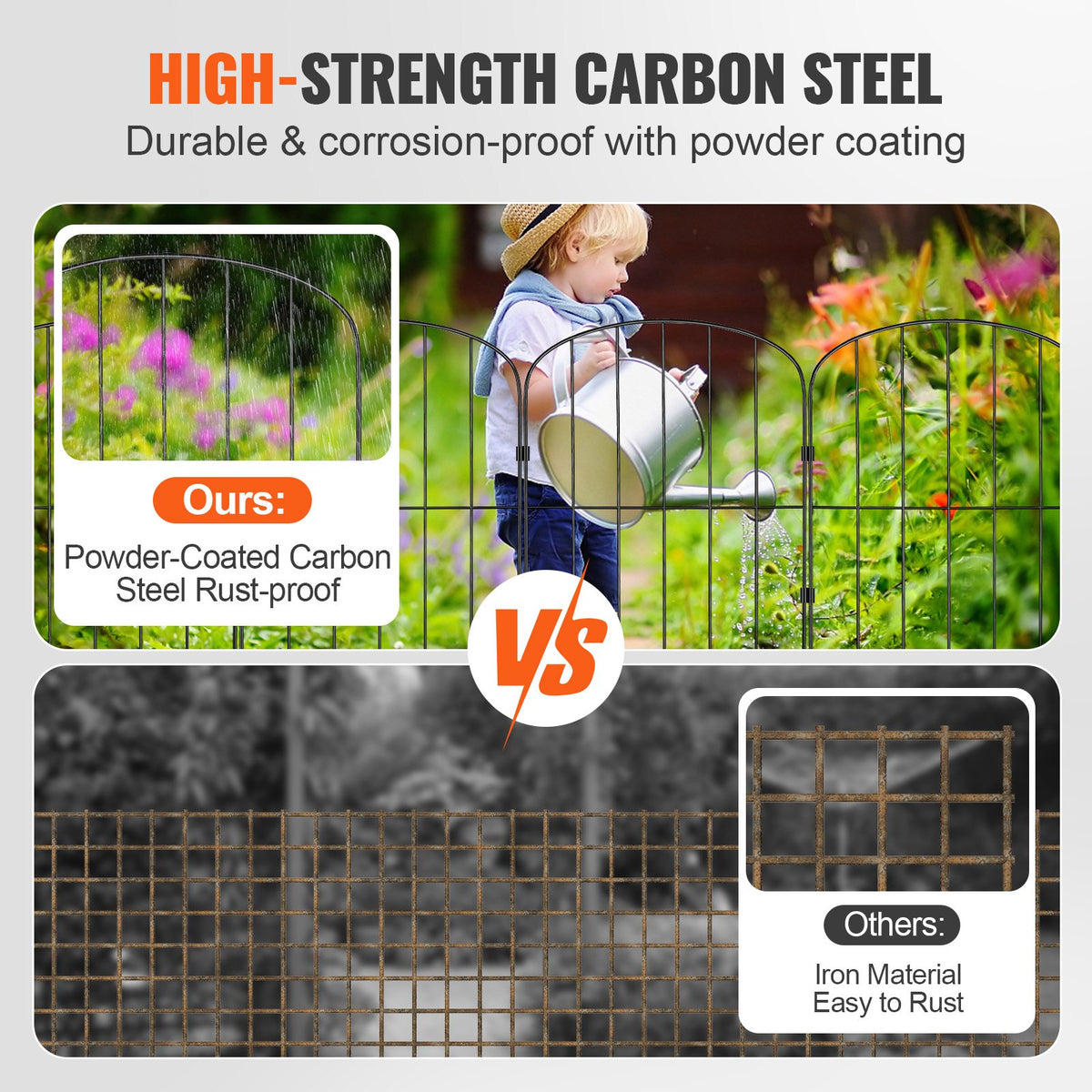 Garden Fence, No Dig Fence 731.5 cm (H)x396.2 cm (L) Animal Barrier Fence, Underground Decorative Garden Fencing with 5.1 cm Spike Spacing, Metal Dog Fence for the Yard and Outdoor Patio, 10 Pack