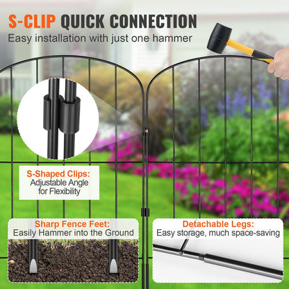 Garden Fence, No Dig Fence 731.5 cm (H)x396.2 cm (L) Animal Barrier Fence, Underground Decorative Garden Fencing with 5.1 cm Spike Spacing, Metal Dog Fence for the Yard and Outdoor Patio, 10 Pack