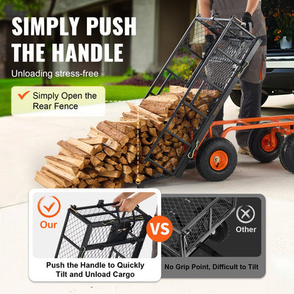 Garden Dump Cart Heavy-duty Metal Yard Carts and Wagons 880 lbs/399.2 kg Loading