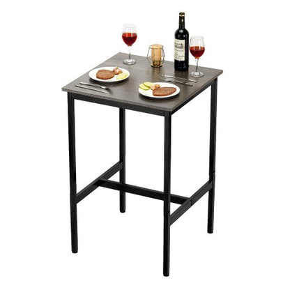 Barbord, robust pubbord med metallram, matsal i litet kök, cocktail- och kaffedisk, barbord i barhöjd, lätt att montera, 61x61x91 cm, för vardagsrumsfest, rustikt brunt och svart