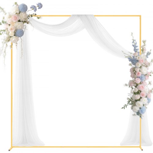Arch Backdrop Stand, 2 x 2 m, Stable Structure, Easy Assembly, Square Gold Metal Arch Backdrop Stand for Wedding, Birthday Party, Graduation, Holiday Celebration, and Ceremony Decoration