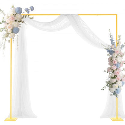 Arch Backdrop Stand, 2.4 x 2.4 m, Stable Structure, Easy Assembly, Square Gold Metal Arch Backdrop Stand for Wedding, Birthday Party, Graduation, Holiday Celebration, and Ceremony Decoration