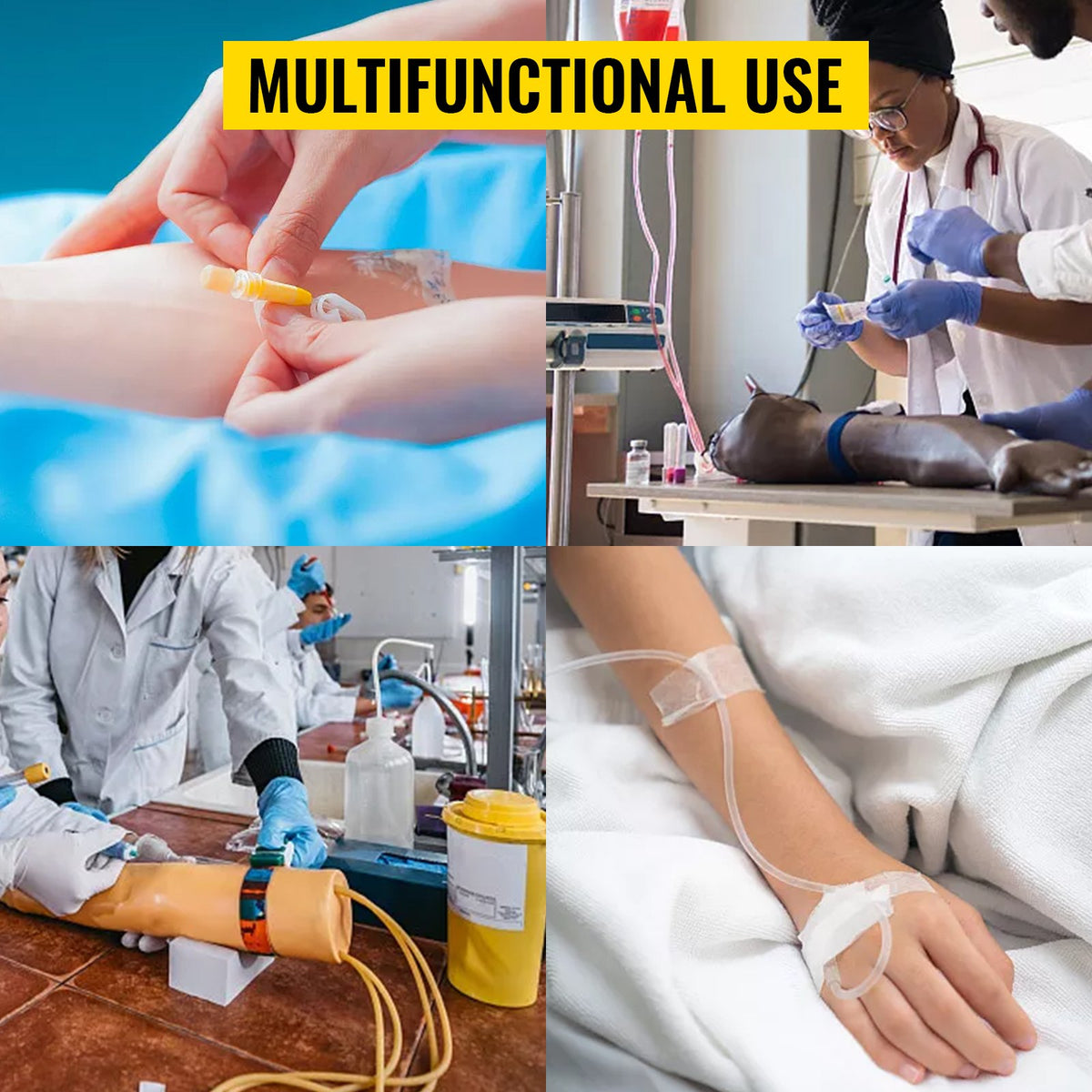 Intravenöst övningsarmkit med mörk hud Flebotomiarm Tillverkad av PVC-material Perfekta flebotomipresenter till sjuksköterskor IV-övningsarmkit med kompletta tillbehör (ENDAST FÖR UTBILDNINGSBRUK)