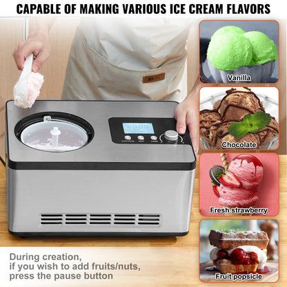 1,9 L automatisk glassmaskin elektrisk yoghurtglassmaskin silver