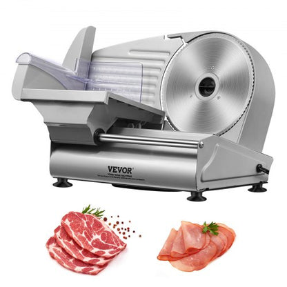 Köttskärare, 180W elektrisk delikatesskärare med 19,1 cm SUS420-blad och bladskydd i rostfritt stål, 0 - 1,5 cm justerbar tjocklek för hemmabruk, lätt att rengöra, skär kött, bröd, skinka och ost