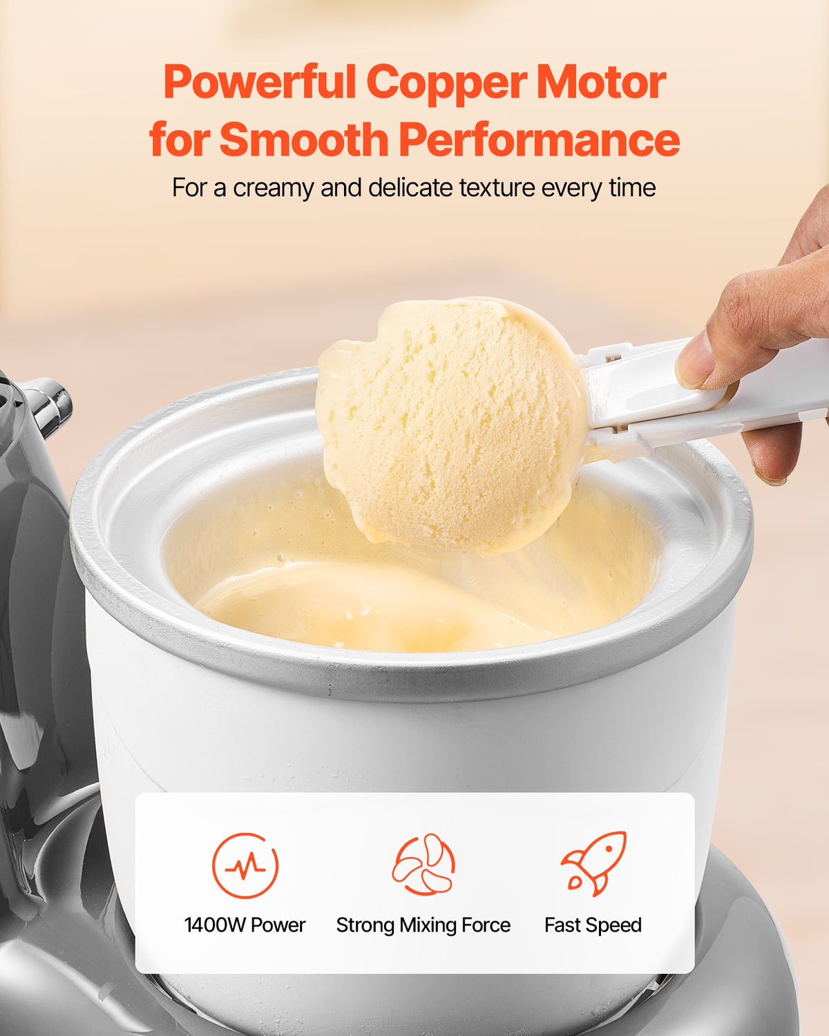 Glassmaskin, 1,7 l kapacitet, elektrisk köksmaskin med 6 hastigheter, med digital LED-display och timer, mixerpaddel, degkrok, stänkskydd, för hemlagad fryst yoghurt, fruktsorbet och gelato, grå