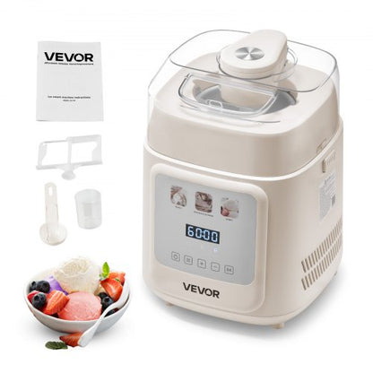 Stående automatisk glassmaskin med inbyggd kompressor, 1 l glassmaskin och fryst yoghurtmaskin utan förfrysning, elektrisk sorbetmaskin med 4 lägen, kompressorglassmaskin för hemmet