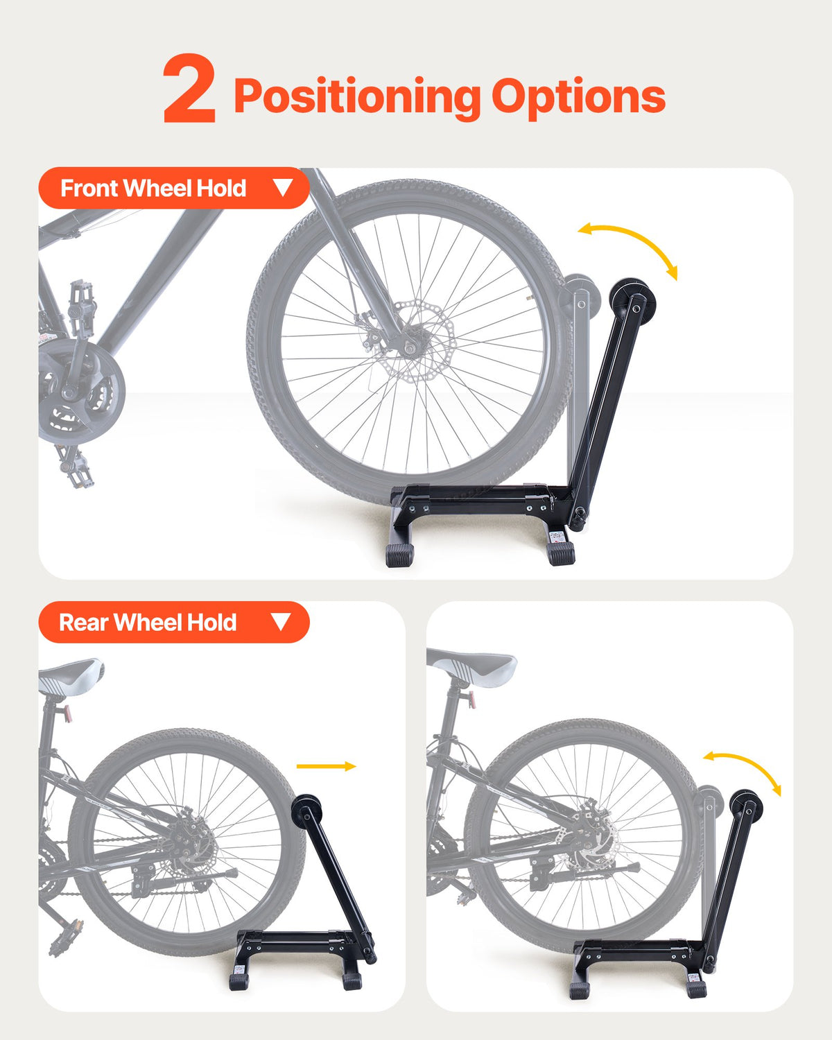 Cykelställ 2-pack, passar 508 till 736,6 mm mountainbikes och racercyklar, rostbeständigt cykelställ i legerat stål, hopfällbart cykelställ för entré, garage, parkering och förvaring av cyklar, svart