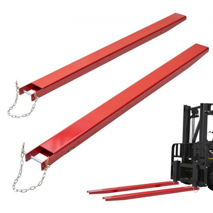 Pallgaffelförlängningar, 1840 mm längd 115 mm bredd, kraftiga gaffelförlängningar i kolstål för gaffeltruckar, 1 par gaffeltruckförlängningar med stift, gaffeltruckfästen för gaffeltruckar, röd