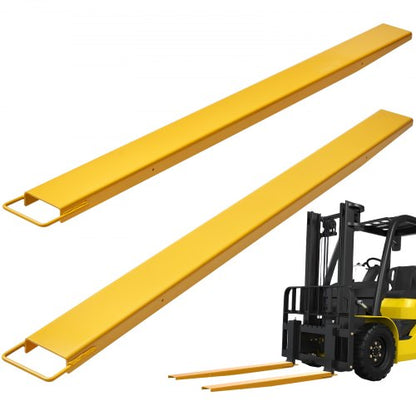 Pallgaffelförlängningar, 84" längd, 4,5" bredd, kraftiga gaffelförlängningar i kolstål för gaffeltruckar, 1 par gaffeltruckförlängningar, industriella gaffeltrucksfästen för gaffeltruckar, gul