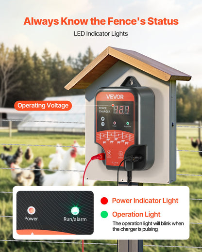Elstängselladdare, 10kV 3J, AC DC elstängselaggregat med LED-indikator, 3 km räckvidd, kraftfull plug-in-stängselladdare, förhindrar vilda djurs intrång för boskap och fjäderfä