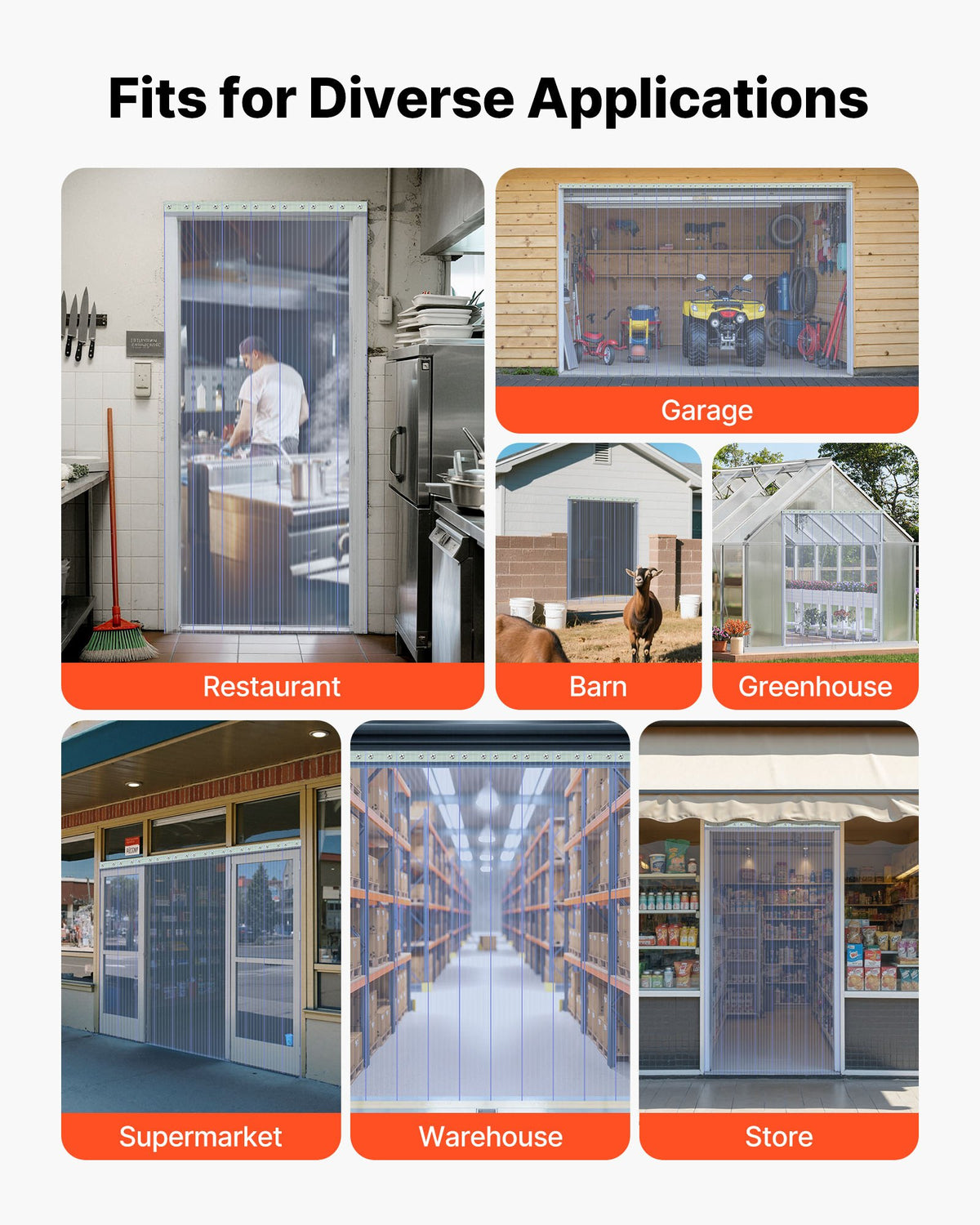 Klar PVC-listgardin, 45,7 m längd x 30,5 cm bredd, ribbad plastdörrlist i bulk, kylgardinremsor för inbyggda frysar, för dörröppningar till stormarknader, garage, lager, djurhus
