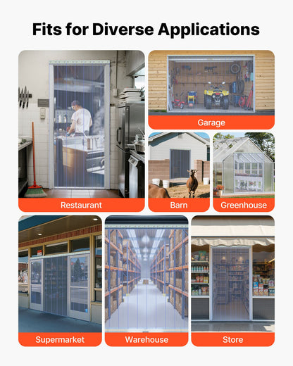 Klar PVC-listgardin, 45,7 m längd x 30,5 cm bredd, ribbad plastdörrlist i bulk, kylgardinremsor för inbyggda frysar, för dörröppningar till stormarknader, garage, lager, djurhus