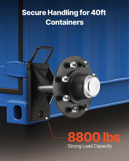 Hjul för fraktcontainrar med 8 hjul, axel för kraftig fraktcontainrar med spärrhake - kan förflyttas 6–12 m, säker transport för docka, lager, byggarbetsplats, svart