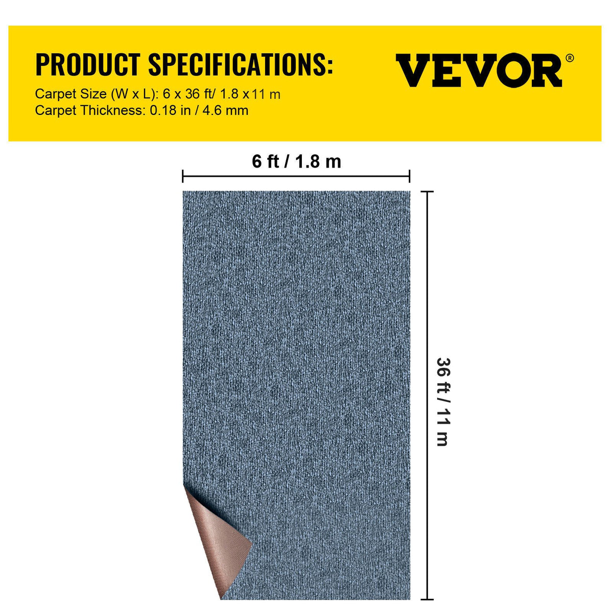 Indoor Outdoor Rug Carpet 5.9x36ft Outdoor Rug with Waterproof Back Outdoor Rug for Patio Porch Deck Garage Outdoor Area Rug Runner Anti-Slide Porch Rug No Mildew Kitchen Carpet(Grey,11M)