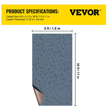 Indoor Outdoor Rug Carpet 5.9x36ft Outdoor Rug with Waterproof Back Outdoor Rug for Patio Porch Deck Garage Outdoor Area Rug Runner Anti-Slide Porch Rug No Mildew Kitchen Carpet(Grey,11M)