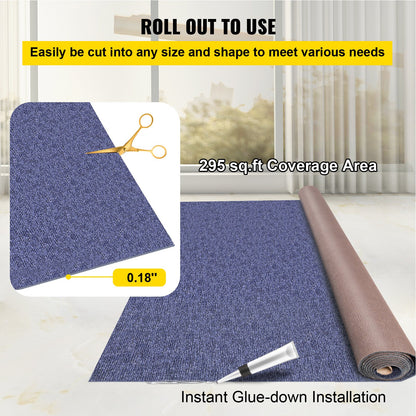 Indoor Outdoor Rug Carpet 5.9x49.2' Outdoor Rug with Waterproof Back Outdoor Rug for Patio Porch Deck Garage Outdoor Area Rug Runner Anti-Slide Porch Rug No Mildew Kitchen Rugs(Blue,1.8 * 15M)