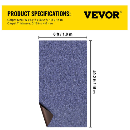 Indoor Outdoor Rug Carpet 5.9x49.2' Outdoor Rug with Waterproof Back Outdoor Rug for Patio Porch Deck Garage Outdoor Area Rug Runner Anti-Slide Porch Rug No Mildew Kitchen Rugs(Blue,1.8 * 15M)
