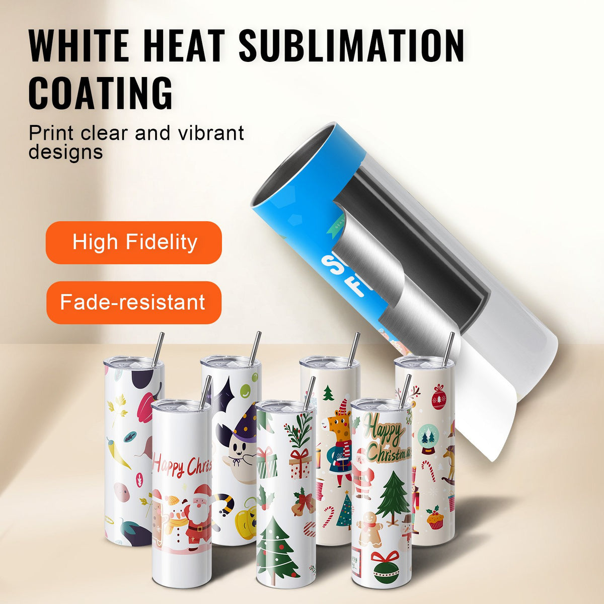 8-pack raka sublimeringsmuggar, 30 oz/850,5 g tomma muggar i bulk, dubbelväggiga muggar i rostfritt stål med sugrör, lock, borste, botten, krympplast, presentask, för värmepress och värmeöverföring