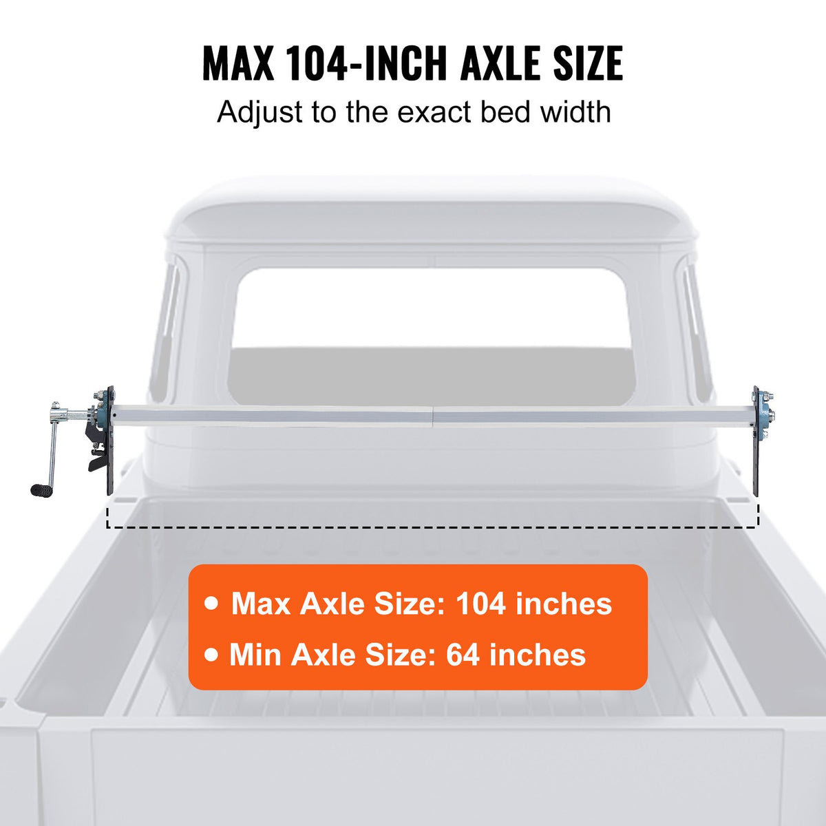 Handvevad presenningsrulle, 64" till 104" bred, aluminiumlegering, manuell hyttnivå presenningsrulle för dumper med 7" svampinpackat handtag, perfekt för dumper, släpvagnar, sopbilar (utan presenning)
