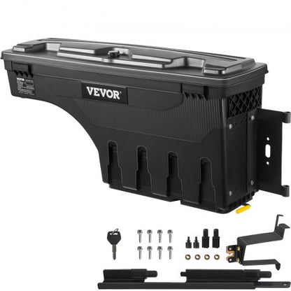 Förvaringslåda för lastbilsflak, låsbart lock, vattentät ABS-verktygslåda för hjulhus 6,6 gal/20 l, kompatibel med Chevrolet Silverado 1500 GMC Sierra 1500 2019-2020, passagerarsida, svart