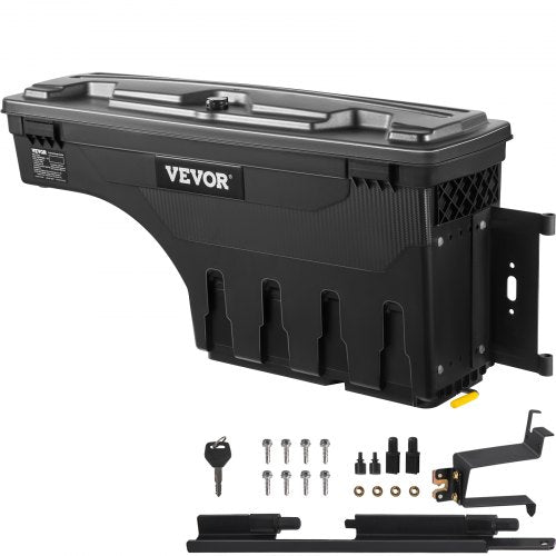 Förvaringslåda för lastbilsflak, låsbart lock, vattentät ABS-verktygslåda för hjulhus 6,6 gal/20 l, kompatibel med Chevrolet Silverado 1500 GMC Sierra 1500 2019-2020, passagerarsida, svart