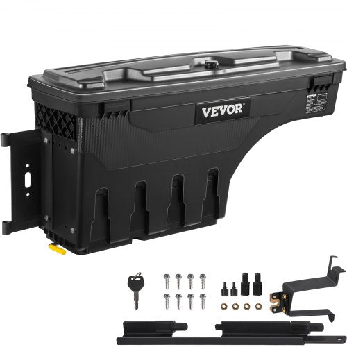 Förvaringslåda för lastbilsflak, låsbart lock, vattentät ABS-verktygslåda för hjulhus 20 l, kompatibel med Chevrolet Silverado 1500 GMC Sierra 1500 2019-2020, förarsida, svart