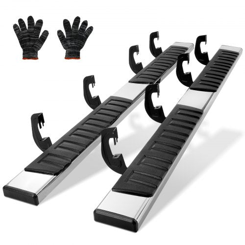 Fotsteg, 6" fotsteg kompatibelt med 2007-2018 Chevy Silverado/GMC Sierra 1500 Crew Cab/2019 2500HD 3500HD 1500 LD, 201 sidostegsnerfs i rostfritt stål, kapacitet 500lbs, 2 stycken