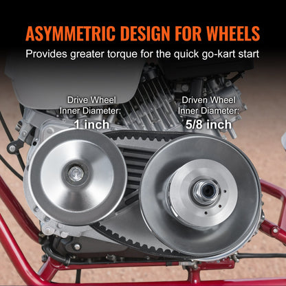 Drive Clutch, 2-8HP Engine, 2000 RPM High-Strength Drive Clutch with Asymmetric Designed Wheels & Robust Rubber Belt, Sturdy & Durable Clutch with Full Accessories, Fit for Various Engines
