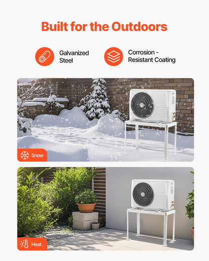 Mini Split Ground Stand, Adjustable Anti-Vibration Mini Split Stand for 9000-18000 BTU Ductless Air Conditioner Heat Pump, Heavy Duty AC Base Bracket Floor Mount w/ 200kg Max. Load Capacity