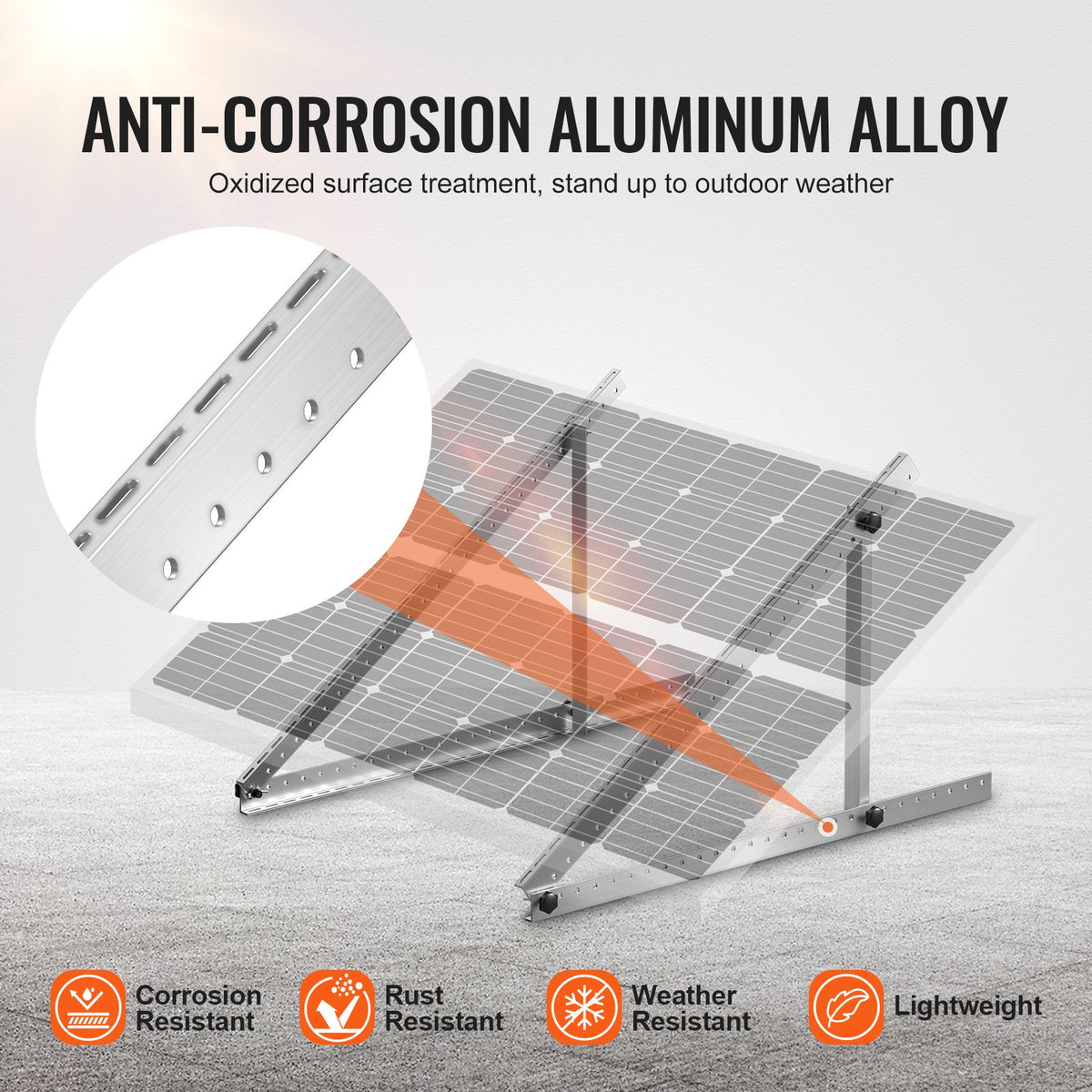 2 set med monteringsfästen för solpaneler, 45 tum, 0 till 90° justerbara lutningsfästen, stöder 100-400W solpaneler, lätta aluminiumfästen med fällbara lutningsben för husbil, båt och off-grid