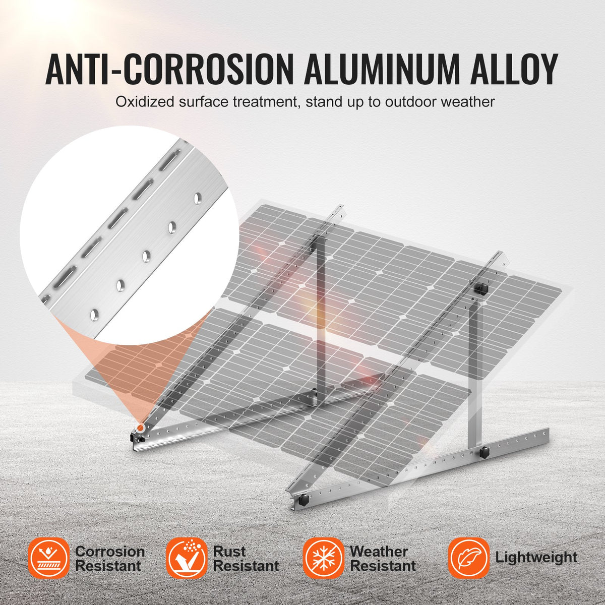 50-Inch Solar Panel Mounting Brackets, 0 to 90° Adjustable Tilt Mount Brackets Support 100-550W Solar Panels, Lightweight Aluminum Brackets with Folding Tilt Legs for RV, Roof, Boat, Off-Grid