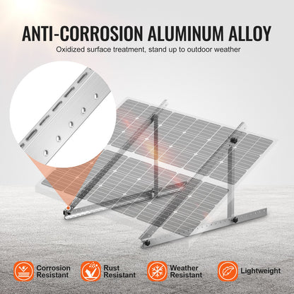 50-Inch Solar Panel Mounting Brackets, 0 to 90° Adjustable Tilt Mount Brackets Support 100-550W Solar Panels, Lightweight Aluminum Brackets with Folding Tilt Legs for RV, Roof, Boat, Off-Grid