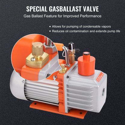 5 CFM vakuumpump luftkonditioneringsvakuumpump 2-stegs roterande lamell HVAC