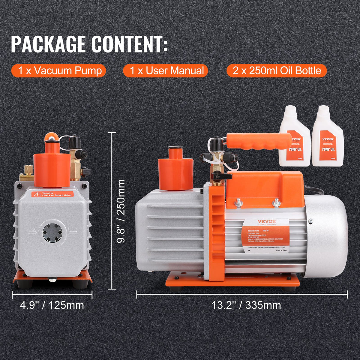 7 CFM vakuumpump luftkonditioneringsvakuumpump 2-stegs roterande lamell HVAC