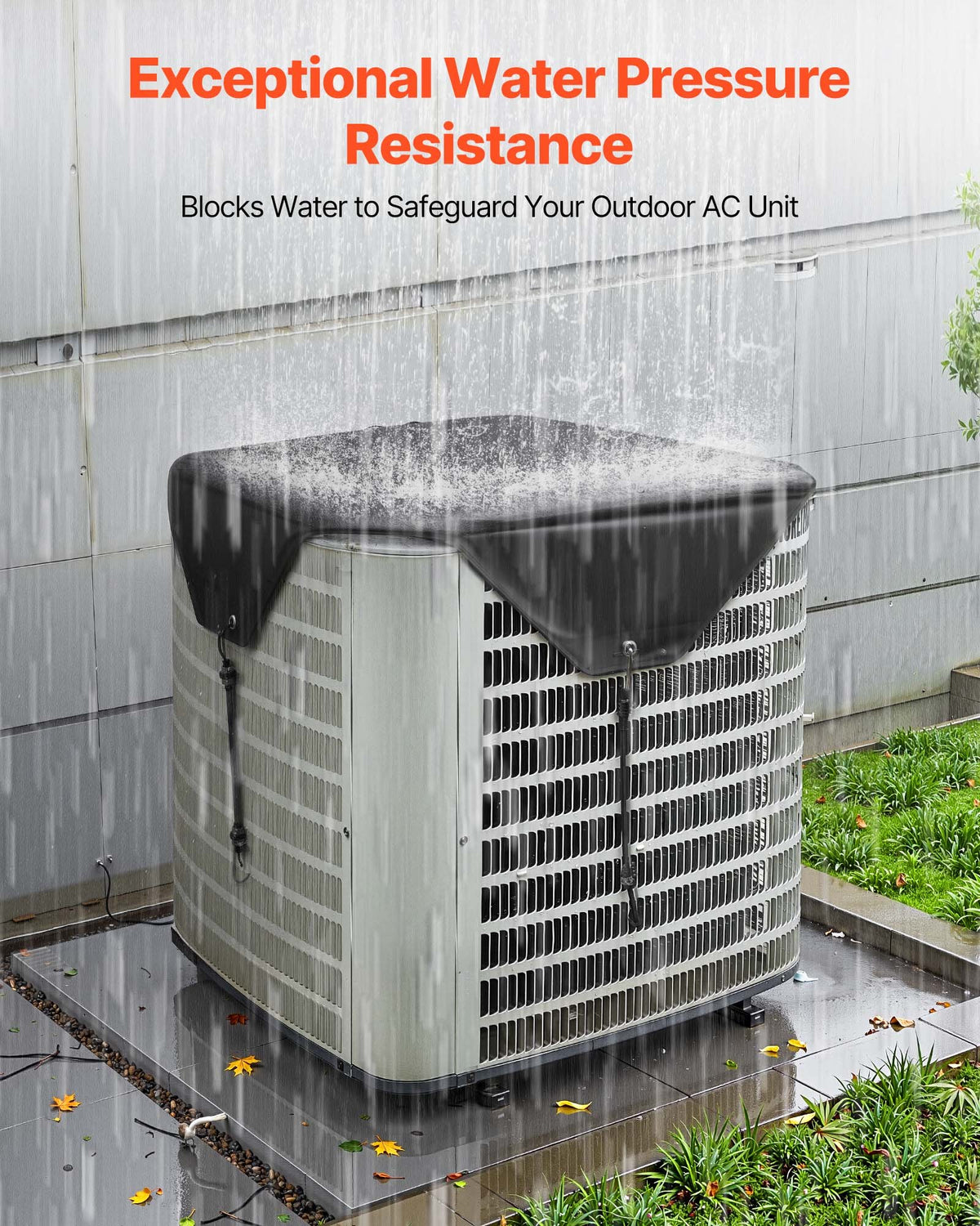 Air Conditioner Cover for Outside Units, 910 x 910 mm Central AC Cover for Air Conditioning Unit, Top Universal Mesh Defender Rainproof Easy Install for Outdoor Outside All Seasons, Black