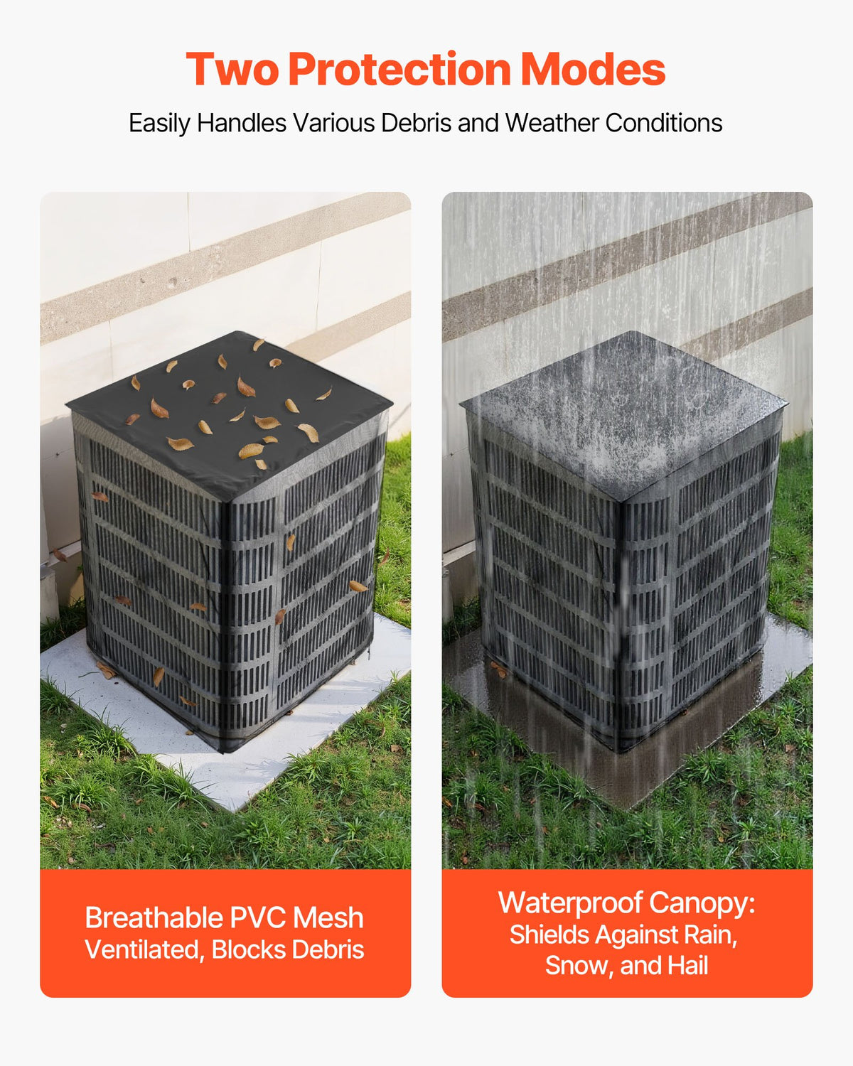Air Conditioner Cover, 812 x 812 x 914 mm Ac Cover for Air Conditioning Unit, Dual-Layer, Detachable Canopy,Waterproof Polyester, Universal HVAC Protector for Outdoor Outside Ac Unit, Black