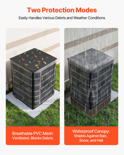 Air Conditioner Cover, 812 x 812 x 914 mm Ac Cover for Air Conditioning Unit, Dual-Layer, Detachable Canopy,Waterproof Polyester, Universal HVAC Protector for Outdoor Outside Ac Unit, Black