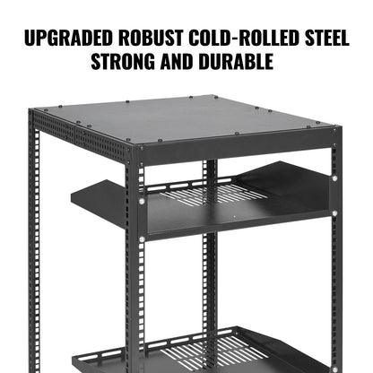 15U serverrack med öppet ramverk, 58,5–101,6 cm/23–40 tum justerbart djup, fristående eller väggmonterat nätverksserverrack, AV-rack med 4 stolpar och hjul, rymmer all din nätverks-IT-utrustning AV-utrustning Router Modem