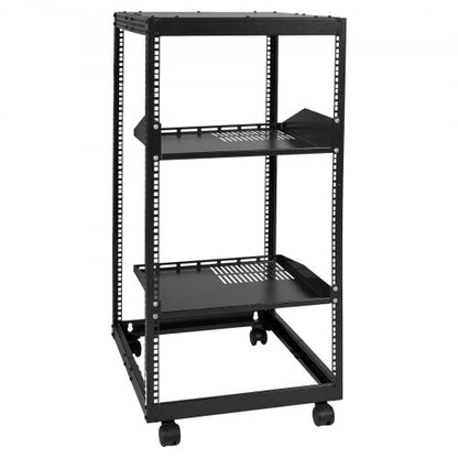 20U serverrack med öppet ramverk, 58,5–101,6 cm/223–40 tum justerbart djup, fristående eller väggmonterat nätverksserverrack, AV-rack med 4 stolpar och hjul, rymmer all din nätverks-IT-utrustning AV-utrustning Router Modem