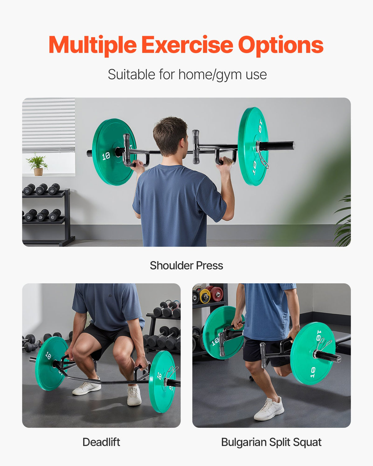 Trap Bar Hex Bar, öppen sexkantsstång, 50 mm 360 kg kapacitet Shrug Bars med räfflade grepp, tyngdlyftnings- och styrketräningsutrustning, hemmagym för knäböj, marklyft, axelpress