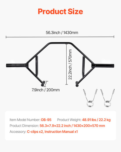 Trap Bar Hex Bar, öppen sexkantsstång, 50 mm 360 kg kapacitet Shrug Bars med räfflade grepp, tyngdlyftnings- och styrketräningsutrustning, hemmagym för knäböj, marklyft, axelpress