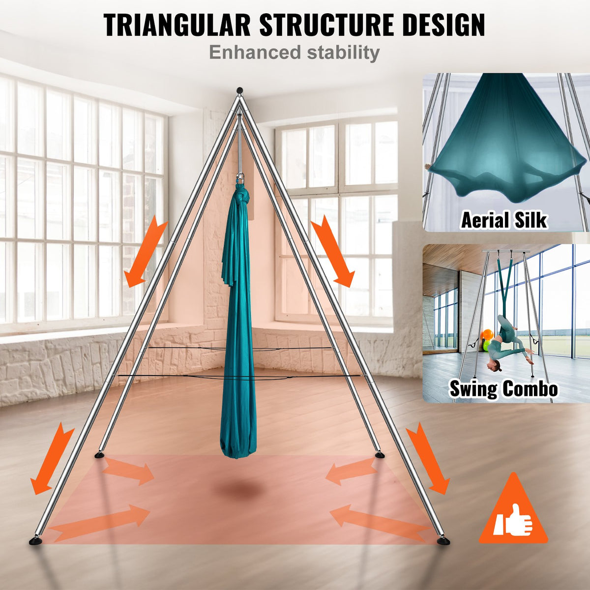 Aerial Yoga-ram och yogahängmatta, 9,67 fot hög, professionellt yoga-gungstativ, levereras med 6,6 meter hängmatta, max 237 kg lastkapacitet, yogarigg för inomhus- och utomhusyoga, grön