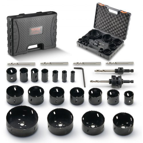 Hole Saw Kit, 18 PCS Saw Blades, 6 Drill Bits, 1 Hex Wrench, Bi Metal M42 Hole Saw Set with Carrying Case, General Purpose Size from 1.9cm to 11.4cm, Ideal for Wood Board, Iron and Plastic Plate