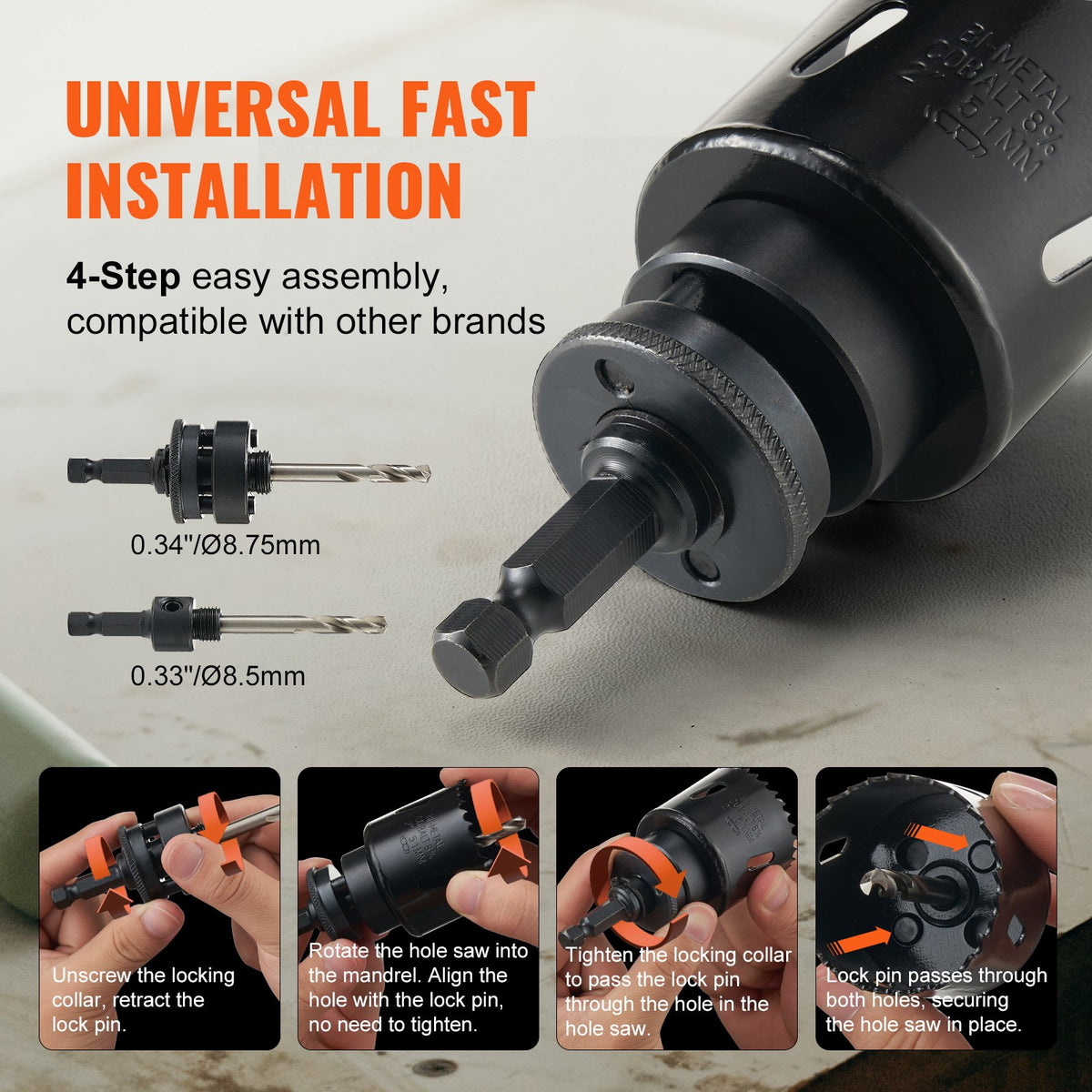 Hole Saw Kit, 18 PCS Saw Blades, 6 Drill Bits, 1 Hex Wrench, Bi Metal M42 Hole Saw Set with Carrying Case, General Purpose Size from 1.9cm to 11.4cm, Ideal for Wood Board, Iron and Plastic Plate