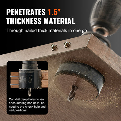 Hole Saw Kit, 18 PCS Saw Blades, 6 Drill Bits, 1 Hex Wrench, Bi Metal M42 Hole Saw Set with Carrying Case, General Purpose Size from 1.9cm to 11.4cm, Ideal for Wood Board, Iron and Plastic Plate